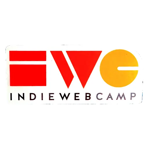 IndieWebCamp sticker with IWC logo